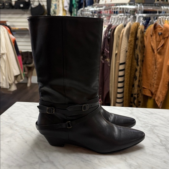 Frye Shoes - Frye Black Sunny Multi Strap Leather Boot Size 9